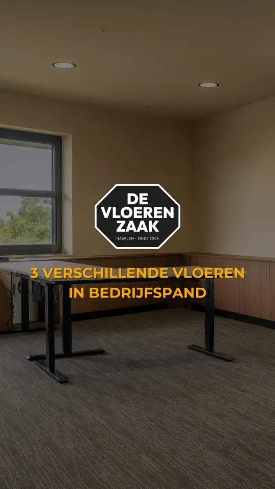 Reelcover: 3 verschillende vloeren in een bedrijfspand, een kantoorruimte met tapijt.