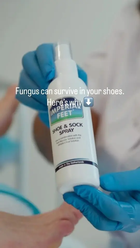 Reelcover van Imperial Feet: een spray voor schoenen en sokken, met de tekst Fungus can survive in your shoes.